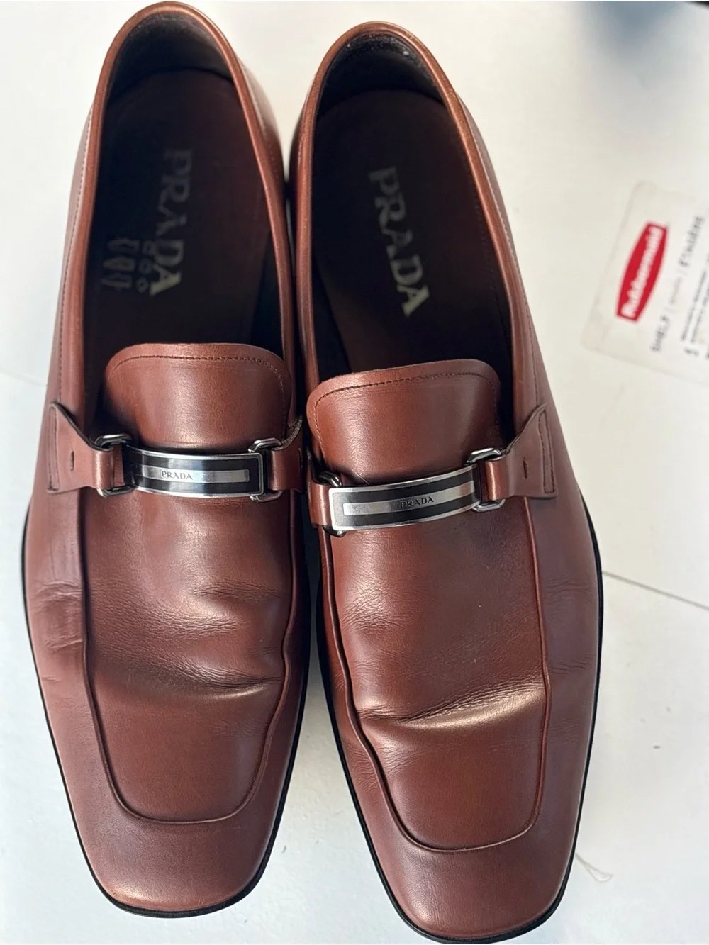 Prada Brown Leather Bit Loafers with Silver Hardware